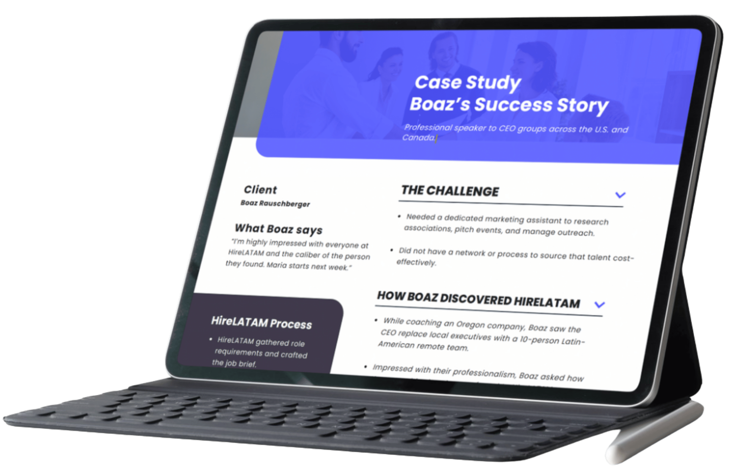 Laptop showing case study