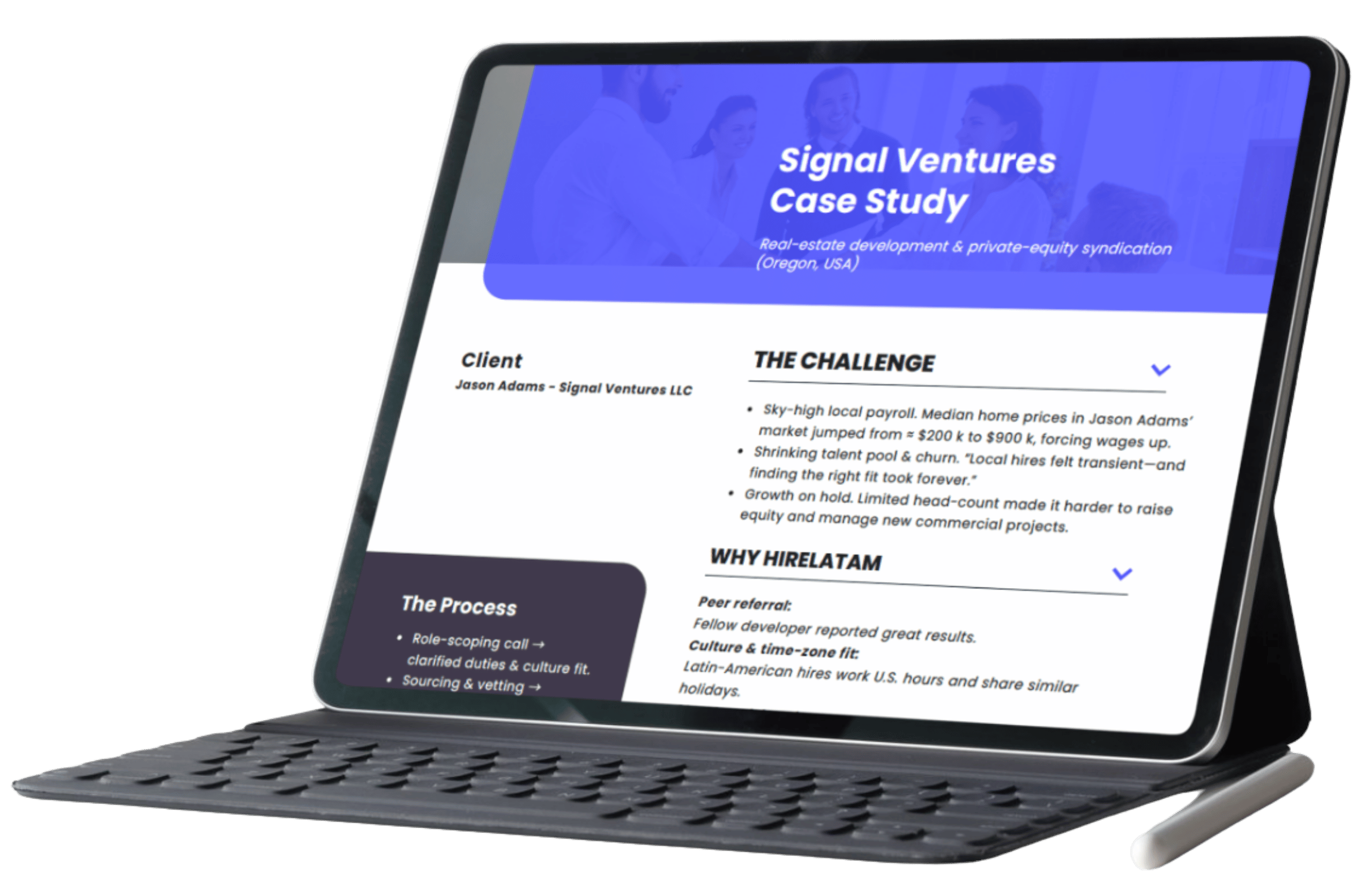 Laptop showing Signal Ventures case study